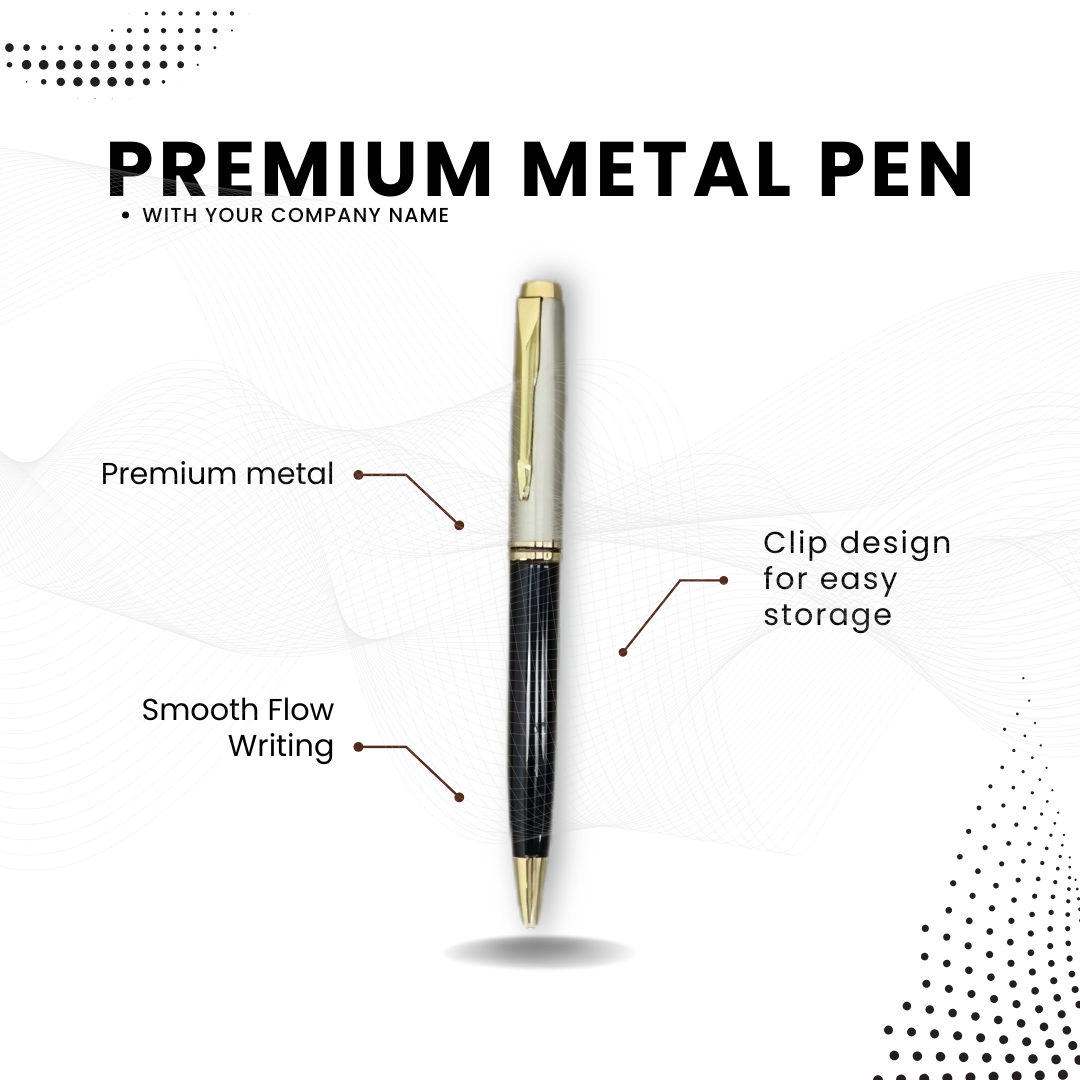 Premium-Quality Metal Pen – Black & White